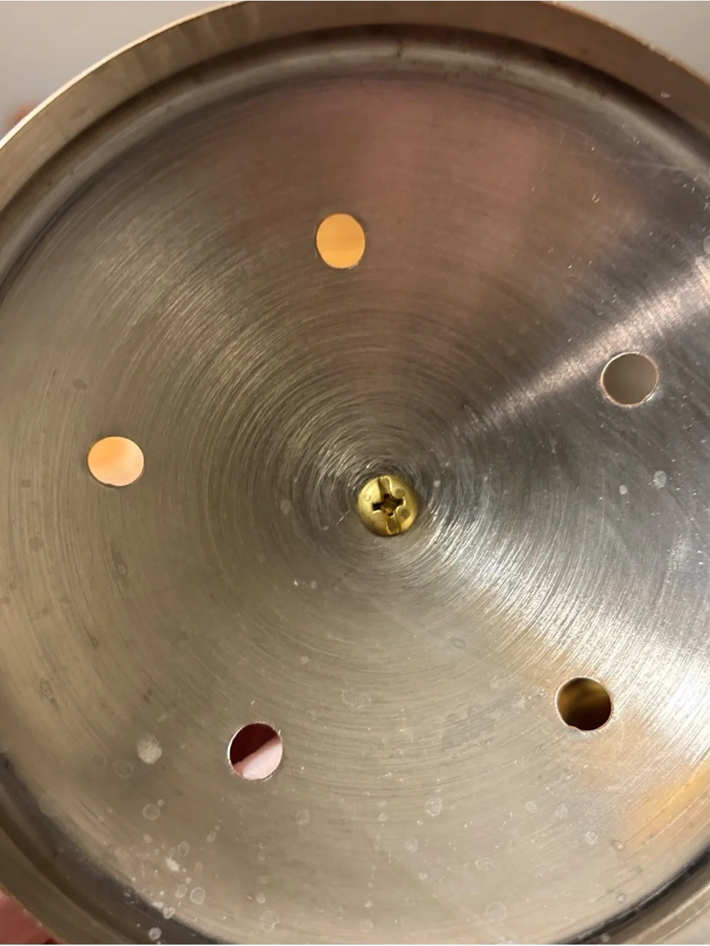 Copper-Tone Venting Sugar Bowl with Brass Handles